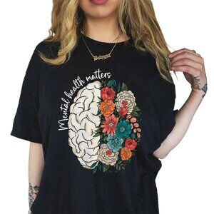 Mental Health Awareness Tee – Floral Design Support Shirt S-4XL